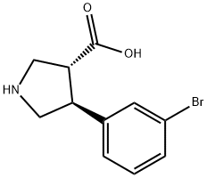 3-Pyrrolidinecarboxylic acid, 4-(3-bromophenyl)-, (3R,4S)- Structure