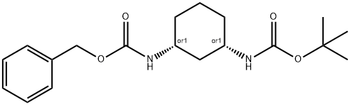 Carbamic acid, N-[(1R,3S)-3-[[(1,1-dimethylethoxy)carbonyl]amino]cyclohexyl]-, phenylmethyl ester, rel- 구조식 이미지