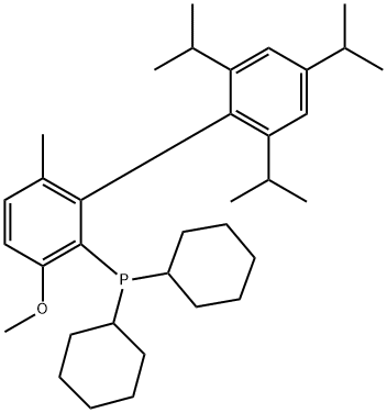 Phosphine, dicyclohexyl[3-methoxy-6-methyl-2',4',6'-tris(1-methylethyl)[1,1'-biphenyl]-2-yl]- Structure