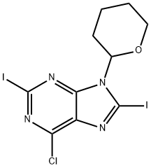 9H-Purine, 6-chloro-2,8-diiodo-9-(tetrahydro-2H-pyran-2-yl)- Structure