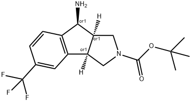 Indeno[1,2- c ]pyrrole-2(1 H )-carboxylic acid, 8-
amino-3,3a,8,8a-tetrahydro-5-(trifluoromethyl)-,
1,1-dimethylethyl ester, (3aR ,8S ,8aR )- rel - 구조식 이미지