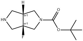 rel-tert-butyl (3aR,6aR)-3a-fluorohexahydropyrrolo[3,4-c]pyrrole-2(1H)-carboxylate 구조식 이미지
