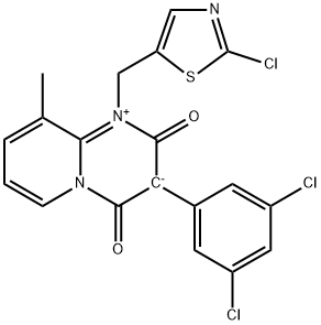 2H-Pyrido[1,2-a]pyrimidinium, 1-[(2-chloro-5-thiazolyl)methyl]-3-(3,5-dichlorophenyl)-3,4-dihydro-9-methyl-2,4-dioxo-, inner salt Structure