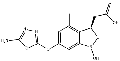 (R)-2-(6-(5-amino-1,3,4-thiadiazol-2-yloxy)-1-hydroxy-4-methyl-1,3-dihydrobenzo[c][1,2]oxaborol-3-yl)acetic acid Structure