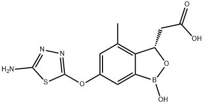 (S)-2-(6-(5-amino-1,3,4-thiadiazol-2-yloxy)-1-hydroxy-4-methyl-1,3-dihydrobenzo[c][1,2]oxaborol-3-yl)acetic acid Structure