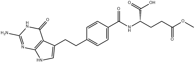 L-Glutamic acid, N-[4-[2-(2-amino-4,7-dihydro-4-oxo-3H-pyrrolo[2,3-d]pyrimidin-5-yl)ethyl]benzoyl]-, 5-methyl ester Structure