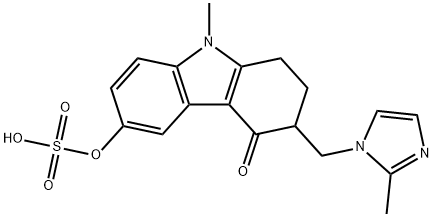 4H-Carbazol-4-one, 1,2,3,9-tetrahydro-9-methyl-3-[(2-methyl-1H-imidazol-1-yl)methyl]-6-(sulfooxy)- Structure