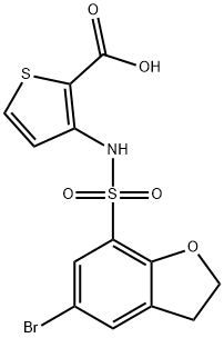 2-Thiophenecarboxylic acid, 3-[[(5-bromo-2,3-dihydro-7-benzofuranyl)sulfonyl]amino]- 구조식 이미지