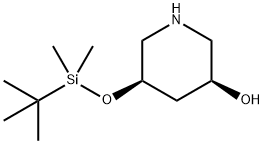 3-Piperidinol, 5-[[(1,1-dimethylethyl)dimethylsilyl]oxy]-, (3S,5R)- 구조식 이미지