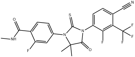 Benzamide, 4-[3-[4-cyano-2-fluoro-3-(trifluoromethyl)phenyl]-5,5-dimethyl-4-oxo-2-thioxo-1-imidazolidinyl]-2-fluoro-N-methyl- Structure