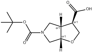 Racemic-(3R,3aS,6aS)-5-(tert-butoxycarbonyl)hexahydro-2H-furo[2,3-c]pyrrole-3-carboxylic acid Structure