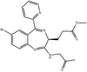 3H-1,4-Benzodiazepine-3-propanoic acid, 7-bromo-2-[(2-oxopropyl)amino]-5-(2-pyridinyl)-, methyl ester, (3S)- Structure