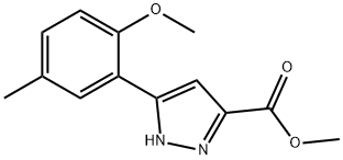JR-14075, Methyl 3-(2-methoxy-5-methylphenyl)-1H-pyrazole-5-carboxylate, 97% 구조식 이미지