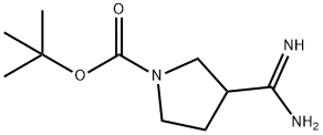 1-Pyrrolidinecarboxylic acid, 3-(aminoiminomethyl)-, 1,1-dimethylethyl ester 구조식 이미지