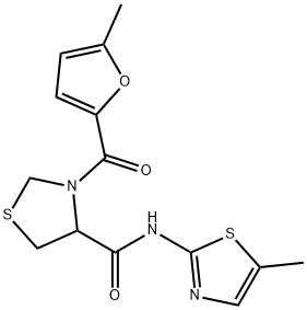 4-Thiazolidinecarboxamide, 3-[(5-methyl-2-furanyl)carbonyl]-N-(5-methyl-2-thiazolyl)- 구조식 이미지