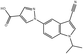 1H-Pyrazole-4-carboxylic acid, 1-[3-cyano-1-(1-methylethyl)-1H-indol-5-yl]- Structure