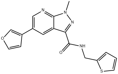 5-(furan-3-yl)-1-methyl-N-(thiophen-2-ylmethyl)-1H-pyrazolo[3,4-b]pyridine-3-carboxamide Structure