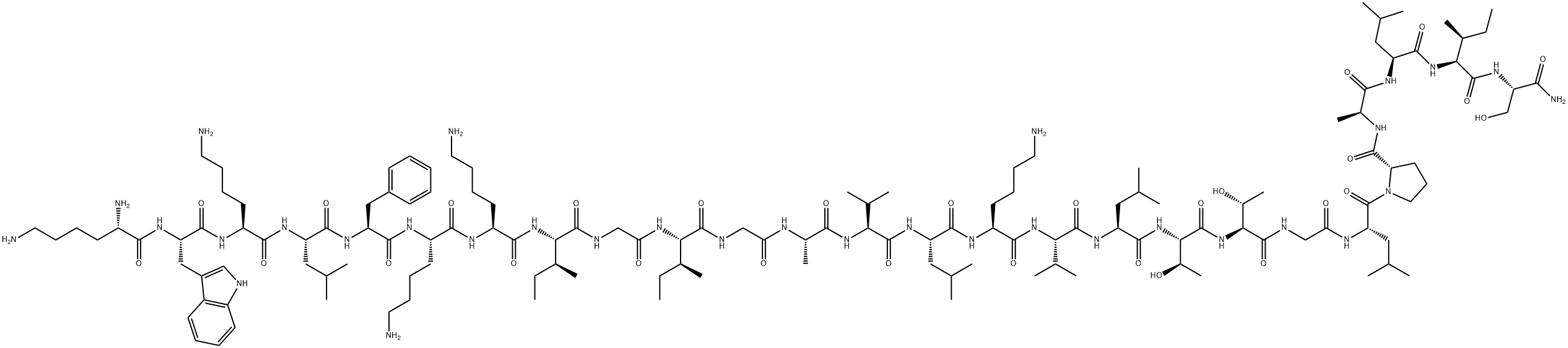 Cecropin A (1-8)-Melittin (1-18) amide H-Lys-Trp-Lys-Leu-Phe-Lys-Lys-Ile-Gly-Ile-Gly-Ala-Val-Leu-Lys-Val-Leu-Thr-Thr-Gly-Leu-Pro-Ala-Leu-Ile-Ser-NH2 구조식 이미지
