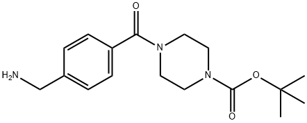 tert-Butyl4-(4-(aminomethyl)benzoyl)piperazine-1-carboxylate 구조식 이미지