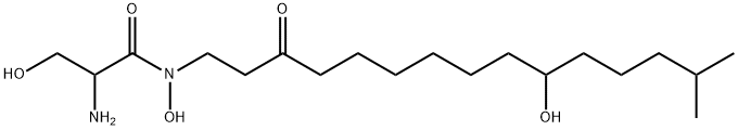 Propanamide, 2-amino-N,3-dihydroxy-N-(10-hydroxy-14-methyl-3-oxopentadecyl)- Structure