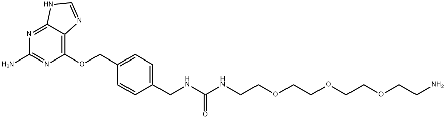 5,8,11-Trioxa-2-azatridecanamide, 13-amino-N-[[4-[[(2-amino-9H-purin-6-yl)oxy]methyl]phenyl]methyl]- Structure