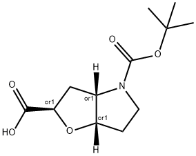 Racemic-(2S,3aR,6aR)-4-(tert-butoxycarbonyl)hexahydro-2H-furo[3,2-b]pyrrole-2-carboxylic acid(WX110412) 구조식 이미지
