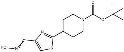 1-Piperidinecarboxylic acid, 4-[4-[(hydroxyimino)methyl]-2-thiazolyl]-, 1,1-dimethylethyl ester Structure