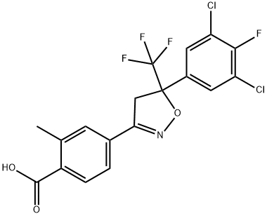 Benzoic acid, 4-[5-(3,5-dichloro-4-fluorophenyl)-4,5-dihydro-5-(trifluoromethyl)-3-isoxazolyl]-2-methyl- Structure