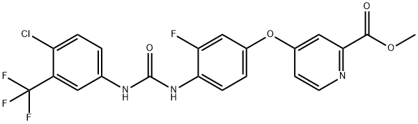 2-Pyridinecarboxylic acid, 4-[4-[[[[4-chloro-3-(trifluoromethyl)phenyl]amino]carbonyl]amino]-3-fluorophenoxy]-, methyl ester Structure