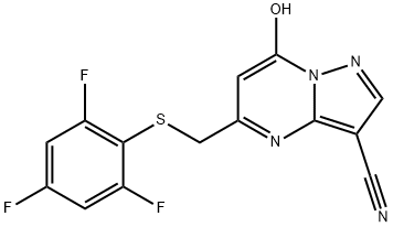 Pyrazolo[1,5-a]pyrimidine-3-carbonitrile, 7-hydroxy-5-[[(2,4,6-trifluorophenyl)thio]methyl]- Structure