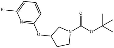 1-Pyrrolidinecarboxylic acid, 3-[(6-bromo-2-pyridinyl)oxy]-, 1,1-dimethylethyl ester Structure