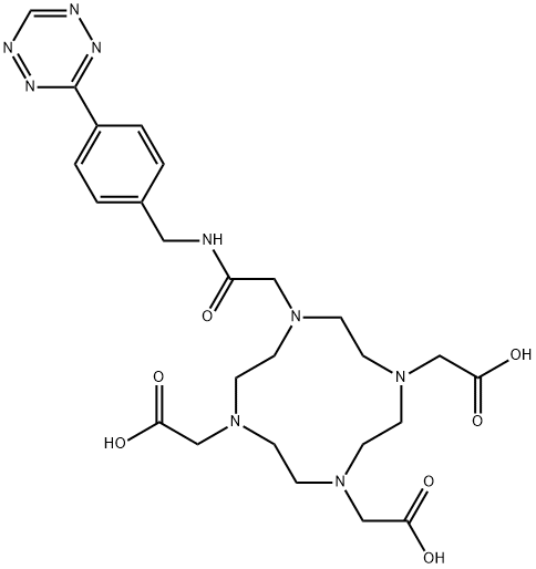 1,4,7,10-Tetraazacyclododecane-1,4,7-triacetic acid, 10-[2-oxo-2-[[[4-(1,2,4,5-tetrazin-3-yl)phenyl]methyl]amino]ethyl]- Structure