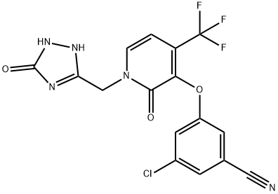 Benzonitrile, 3-chloro-5-[[1-[(2,5-dihydro-5-oxo-1H-1,2,4-triazol-3-yl)methyl]-1,2-dihydro-2-oxo-4-(trifluoromethyl)-3-pyridinyl]oxy]- Structure