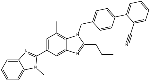 [1,1'-Biphenyl]-2-carbonitrile, 4'-[(1,7'-dimethyl-2'-propyl[2,5'-bi-1H-benzimidazol]-1'-yl)methyl]- Structure