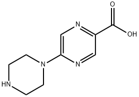 2-Pyrazinecarboxylic acid, 5-(1-piperazinyl)- Structure