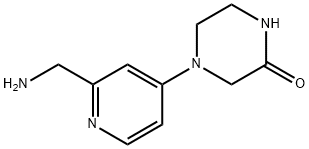 2-Piperazinone, 4-[2-(aminomethyl)-4-pyridinyl]- Structure