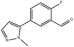 Benzaldehyde, 2-fluoro-5-(1-methyl-1H-pyrazol-5-yl)- Structure