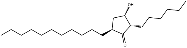 Cyclopentanone, 2-hexyl-3-hydroxy-5-undecyl-, (2S,3S,5S)- Structure