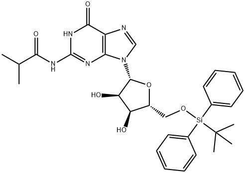 9-(5-O-tert-butyldiphenylsilyl-β-D-ribofuranosyl)-2-N-isobutyrylguanine Structure