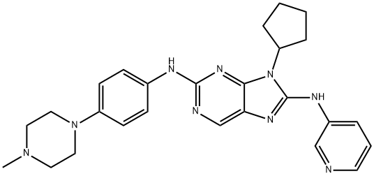 9H-Purine-2,8-diamine, 9-cyclopentyl-N2-[4-(4-methyl-1-piperazinyl)phenyl]-N8-3-pyridinyl- Structure