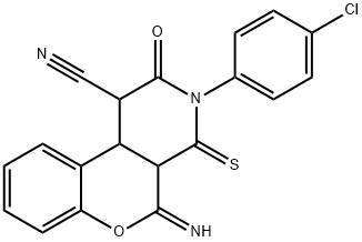 2H-[1]Benzopyrano[3,4-c]pyridine-1-carbonitrile, 3-(4-chlorophenyl)-1,3,4,4a,5,10b-hexahydro-5-imino-2-oxo-4-thioxo- Structure