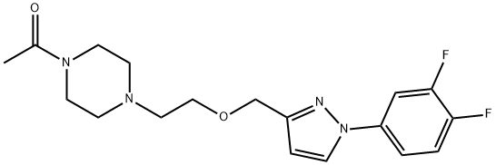 Ethanone, 1-[4-[2-[[1-(3,4-difluorophenyl)-1H-pyrazol-3-yl]methoxy]ethyl]-1-piperazinyl]- 구조식 이미지