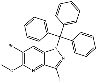 1H-Pyrazolo[4,3-b]pyridine, 6-bromo-3-iodo-5-methoxy-1-(triphenylmethyl)- Structure