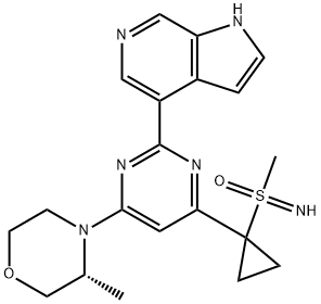 1H-Pyrrolo[2,3-c]pyridine, 4-[4-[1-(S-methylsulfonimidoyl)cyclopropyl]-6-[(3R)-3-methyl-4-morpholinyl]-2-pyrimidinyl]- Structure