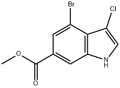 Methyl 4-Bromo-3-chloro-indole-6-carboxylate 구조식 이미지