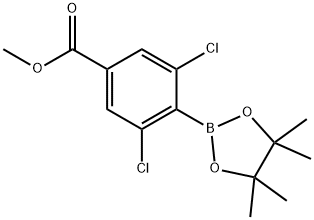 Benzoic acid, 3,5-dichloro-4-(4,4,5,5-tetramethyl-1,3,2-dioxaborolan-2-yl)-, methyl ester 구조식 이미지