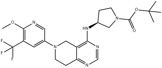 1-Pyrrolidinecarboxylic acid, 3-[[5,6,7,8-tetrahydro-6-[6-methoxy-5-(trifluoromethyl)-3-pyridinyl]pyrido[4,3-d]pyrimidin-4-yl]amino]-, 1,1-dimethylethyl ester, (3S)- Structure