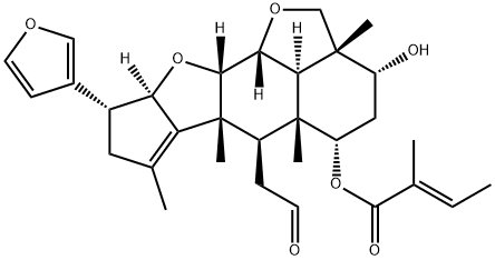 2-Butenoic acid, 2-methyl-, (2aR,3R,5S,5aR,6R,6aR,9R,9aR,10aS,10bR,10cR)-9-(3-furanyl)-2a,4,5,5a,6,6a,8,9,9a,10a,10b,10c-dodecahydro-3-hydroxy-2a,5a,6a,7-tetramethyl-6-(2-oxoethyl)-2H,3H-cyclopenta[b]furo[2',3',4':4,5]naphtho[2,3-d]furan-5-yl ester, (2E)- Structure