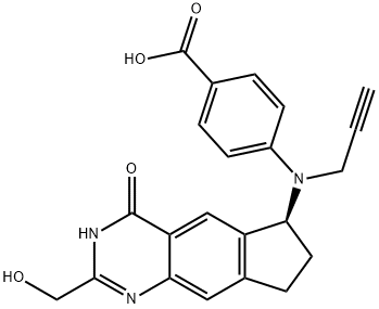 4-[[2-(hydroxymethyl)-4-oxo-3,6,7,8-tetrahydrocyclopenta[g]quinazolin-6-yl]-prop-2-ynylamino]benzoic acid Structure