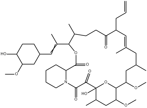 15,19-Epoxy-3H-pyrido[2,1-c][1,4]oxaazacyclotricosine-1,7,20,21(4H,23H)-tetrone, 5,6,8,11,12,13,14,15,16,17,18,19,24,25,26,26a-hexadecahydro-19-hydroxy-3-[2-(4-hydroxy-3-methoxycyclohexyl)-1-methylethenyl]-14,16-dimethoxy-4,10,12,18-tetramethyl-8-(2-propen-1-yl)- Structure